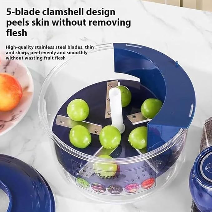 Automatic Fruit Peeling Machine, Rechargeable Electric Peeler for Grapes, Cherry Tomatoes & Garlic, One-Click Peeling, Cordless Kitchen Gadget for Quick & Easy Food Prep (round head)