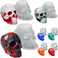 7 Pcs Skull Molds for Resin, Set of Large + Medium + Small + Mini 3D Skull Silicone Mold for Candle Wax Soap Clay Epoxy Resin Casting, Halloween Home Decoration