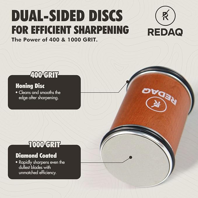 Magnetic Rolling Knife Sharpener Kit, 2-Angle Diamond System (15° & 20°), Restore Dull Knives Fast with Dual Grits, Safe and Fast Sharpening for Kitchen & Outdoor Knives