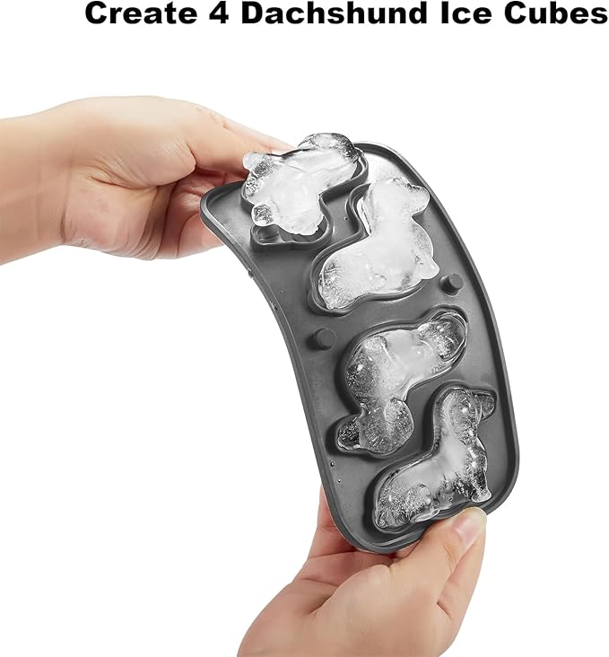 Nax Caki 3D Dachshund Dog Ice Cube Mold Fun Shapes, Dachshund Gifts for Women, Cute Large Craft Ice Mold, Big Dog Ice Cube Trays for Whiskey Cocktails Bourbon