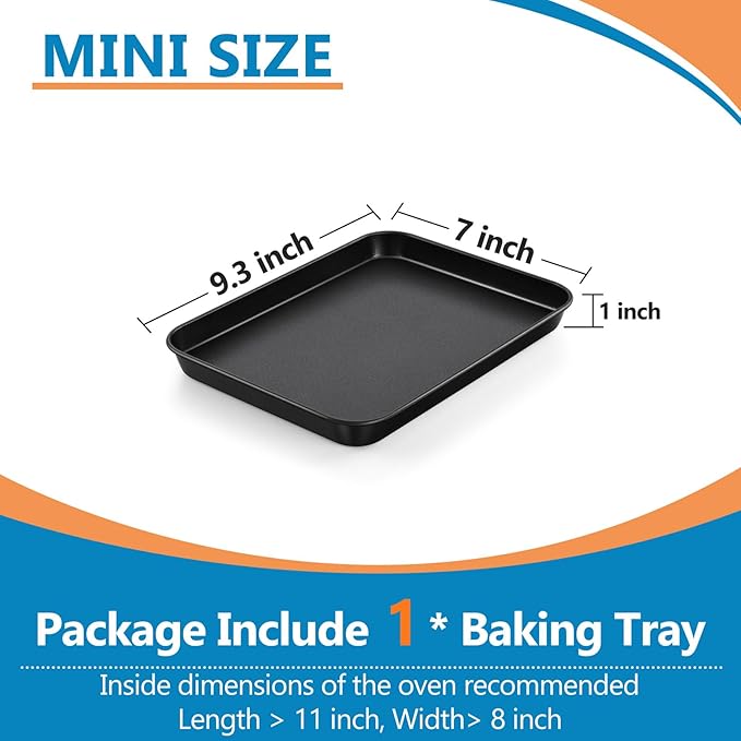 P&P CHEF 9 Inch Baking Cookie Sheet Pan, Carbon Steel Oven Tray, Non Stick Bakeware for Cooking Baking Bread Meat Vegetables, Sturdy & Healthy, Easy Clean, 1Pc
