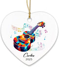 2025 Ukulele Musical Ceramic Ornaments Christmas Tree, Personalized Ukulele Player Ornament Gifts, Musician Ceramic Ornaments, Customized Instrument Xmas Hanging Ornament Keepsake with Name & Year