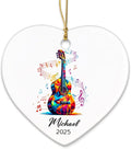 Personalized Guitar Instrument Ceramic Ornament Gifts for Guitarist, Guitar Player Christmas Ornaments Tree Hanging, Custom Name & Year Guitarist Ornaments Xmas 2025, Music Lovers Ceramic Ornament