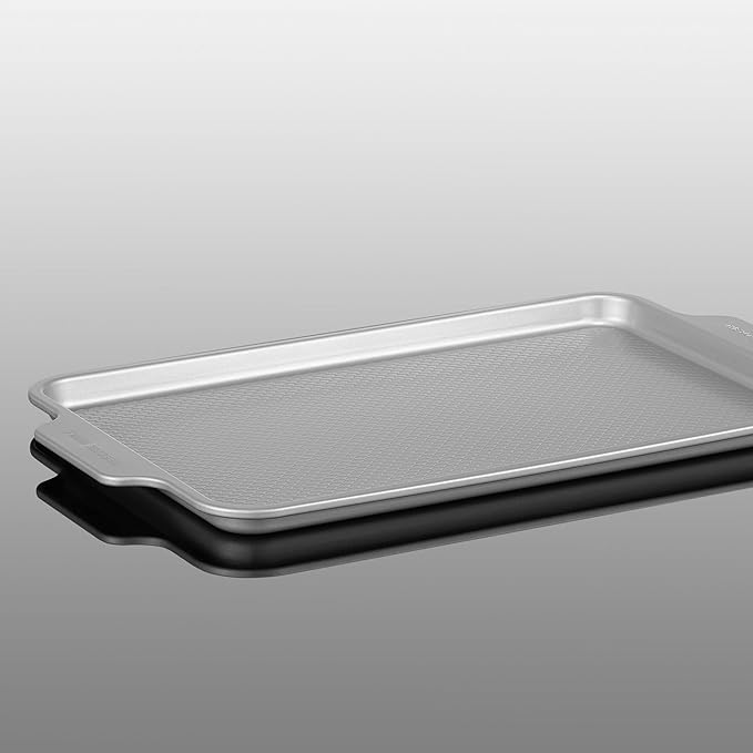 Starfrit The Rock Wave 28x44.5cm (11"x17.5") Non-Stick Large Cookie Sheet - Durable Carbon Steel - Oven Safe - PFOA Free - Easy to Clean - Grey