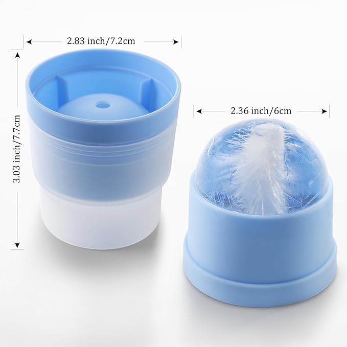 Ice Ball Maker Mold, Large Whiskey Ice Cubes Mold Round Ice Cube Mold, Easy Release Sphere Ice Mold, Silicone Ice Molds for Whiskey Cocktails Juice, Blue, Set of 2