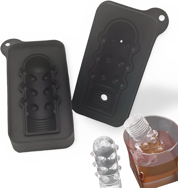Party Whiskey Ice Mold with Funnel - Reusable Large Fun Design Ice Cube Mold for Drinks
