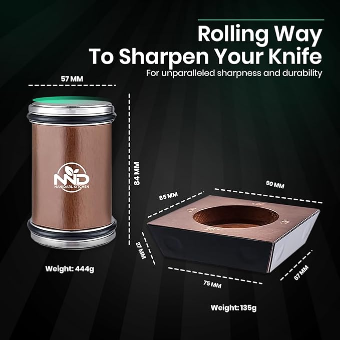 Upgraded Rolling Knife Sharpener Kit, Multi-Angle Adjustable Sharpening Tool with Diamond and Ceramic Discs, Knife Sharpener Roller for Kitchen, Knife Sharpening Made Easy