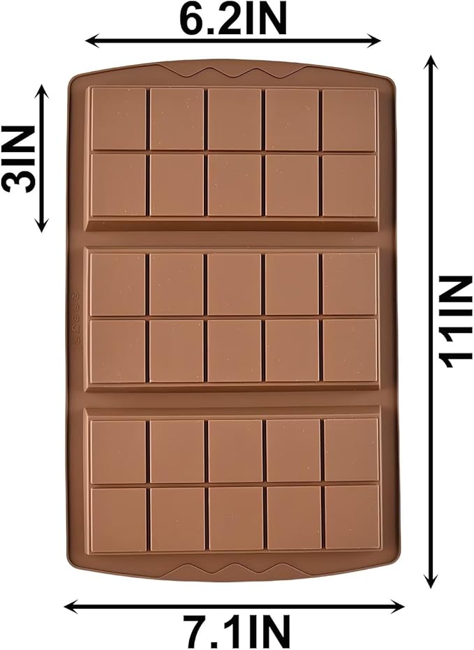 1 Pc Chocolate Bar Mold, 10 Snap 4/5 Inch Deep Large Chocolate Mould Silicone Break Apart Thick Silicone Molds for Candy, Dubai Pistachio, Snacks and Desserts