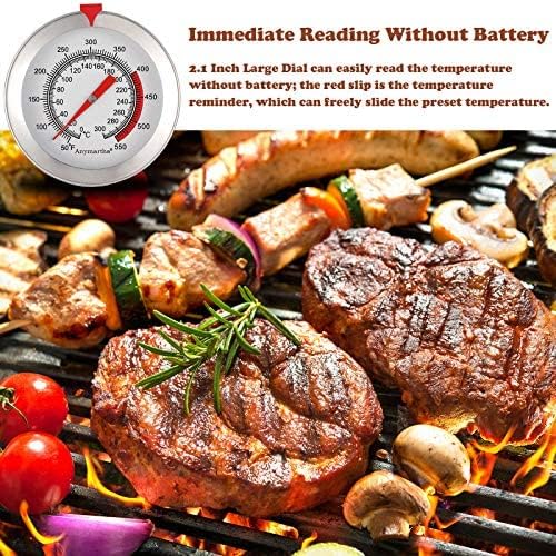 Weewooday 2 Pcs Stainless Steel Turkey Fryer Thermometer with Pot Clip 12 15 Inch Long Deep Fry Thermometer Instant Read 2.1 Inch Dial Weatherglass for Candy BBQ Oil Grill Beef Meat Kitchen Cooking