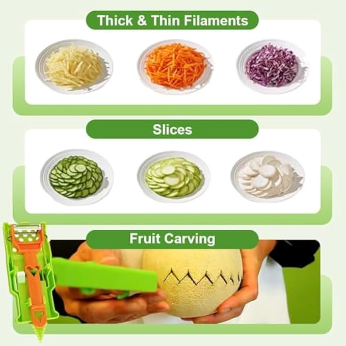Pelador Multifuncional 2-en-1, Stainless Steel Vegetable Peeler Slicer with Grater and Spiralizer, for All Fruits and Vegetables (2Pcs)