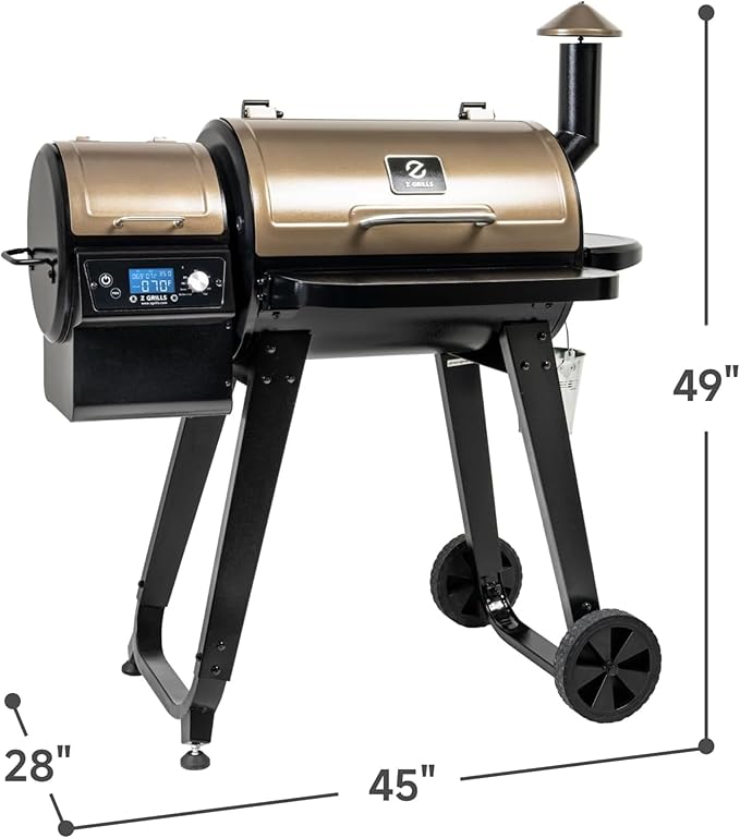 Z GRILLS ZPG-450A Wood Pellet Grill & Smoker with PID V2.1 Controller, 459 Sq in Cook Area, Meat Probe, Foldbale Shelf, 8 in 1 BBQ Grill Outdoor Auto Temperature Control, Black