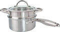 1.5 Quart Stainless Steel Saucepan with Steamer Basket, 18/10 Tri-ply Construction, Versatile Sauce Pan with glass Lid - Perfect for Cooking Gravies. Pasta, Vegetable and More