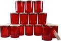 SHOWIN Thick Candle Jars for Making Candles 16 Pcs, 7 OZ Empty Jars with Wood Lids for Candle Making, Sample Container, Red