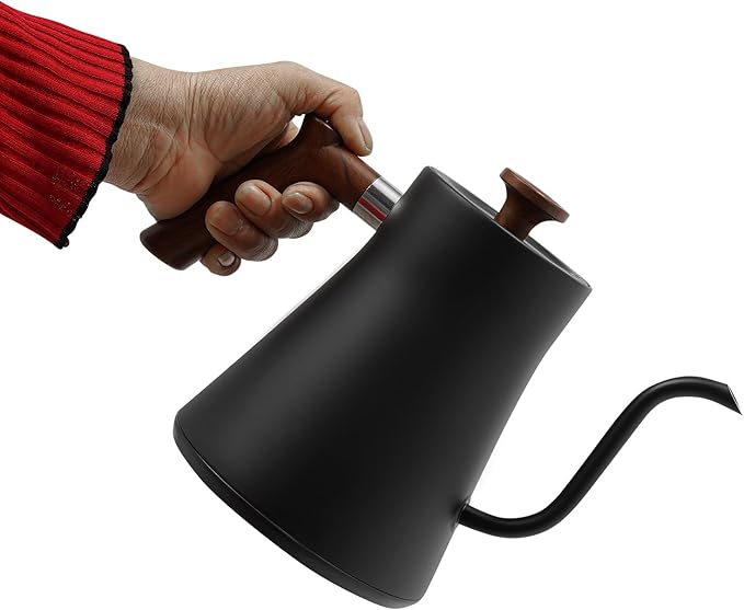 Gooseneck Electric Kettle, 0.24Gal Stainless Steel Electric Tea Kettle with Precision Temperature Control & LED Touchscreen, 1200W 90°Gooseneck Kettle for Tea Coffee (Black)