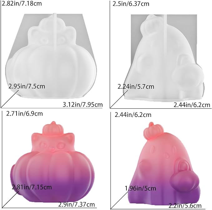 2Pcs Halloween Resin Silicone Mold, Ghost Pumpkin Epoxy Silicone Molds for Resin Casting Party Autumn Decor (Halloween A)