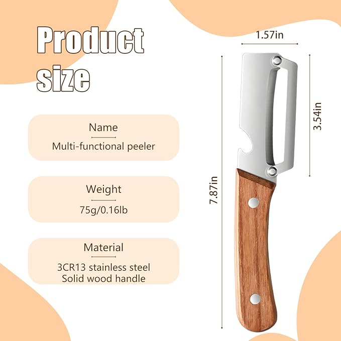 2025 New Kitchen Multifunctional Vegetable Peeler, 2 in 1 Stainless Steel Single Blade Peeler Tool with Bottle Opener