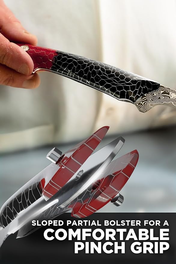Dalstrong Fillet Knife - 7 inch - Scorpion Series - Exclusive Japanese V12 Ultra™ Steel - Black Damascus - Black & Red Honeycomb Resin Handle Cooking Boning Knife Gift - Custom-Fit Leather Sheath