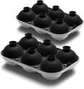 Samuelworld Large Ice Ball Maker with Lid, 12 x 2.5 Inch Ice Balls - Food Grade, Easy To Fill Round Silicone Ice Tray, Perfect Spheres Craft Ice Maker for Whiskey, Cocktails, Gifting - Black