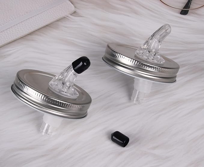 Mason Jar Pour Spouts. free flow Mason Jar Pour Spouts, mason jar for spout regular mouth size 70mm dispenser germination cover. Suitable for any liquid. LeakProof 2Pack + 4 Black Lid Caps (2 Pack