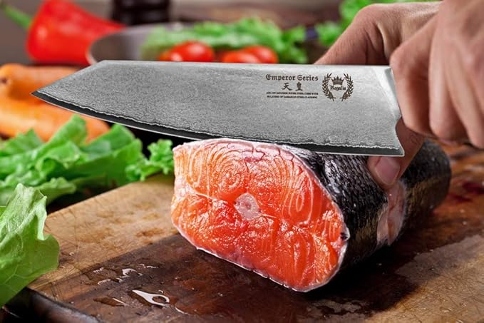 Regalia Kiritsuke Chef Knife: Professional Japanese 8.5 Inch AUS10 Premium High Carbon 67 Layer Damascus Steel Chef’s knives w/G-10 Handle Knives