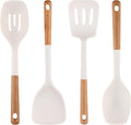Silicone Kitchen Utensils Set of 4, Large Non-Stick Cooking Utensil Set w Wooden Handle Food Grade Heat Resistance Turner Spoon Silicone Cooking Kitchen Gadgets BPA Free for Nonstick Cookware