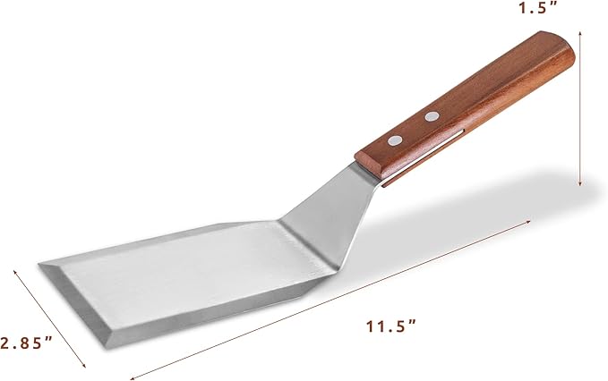 Bellemain Stainless Steel Spatula | Heavy Duty Turner with Beveled Edges & Hardwood Handle | Large Metal spatula for Cast Iron Skillet, Flat Top Grill | Griddle Scraper | Hamburger