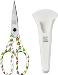Linoroso Kitchen Scissors Heavy Duty Kitchen Shears with Magnetic Holder Made with Japanese Steel 4034, Multipurpose Ultra Sharp Cooking Scissors for Meat/Vegetables/BBQ/Herbs/Pizza (Graphic,Chili)