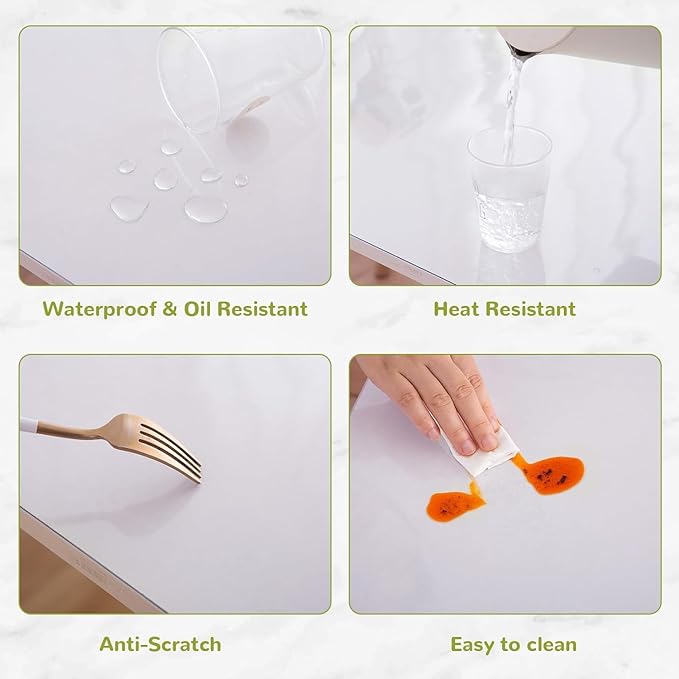 36 x 76 Inch Clear Table Cover Protector, Clear Table Protector for Dining Room Table, 1.5mm Plastic Table Cover, Waterproof Table Pad for Kitchen, Office