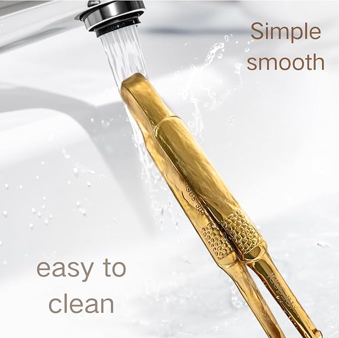 Premium Cooking Tongs - 304 Stainless Steel, Comfortable Grip, Non-Slip Design, High Heat Resistant - Ideal for Home, Kitchen, Barbecue & Frying Steak, (gold, 9 Inch)