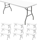 10 Pack Stretch Fabric Table Top Cap Cover, fits 8' Tables, Spandex Table Covers Washable Elastic Rectangle Tablecloth Protector for Indoor Outdoor Party Picnic Wedding, White, 30" W x 96" L