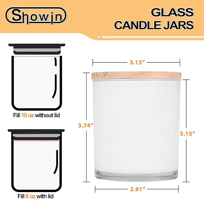 10 OZ Thick Candle Jars for Making Candles 15 Pcs, Empty Jars with Wood Lids for Candle Making, Sample Container, White