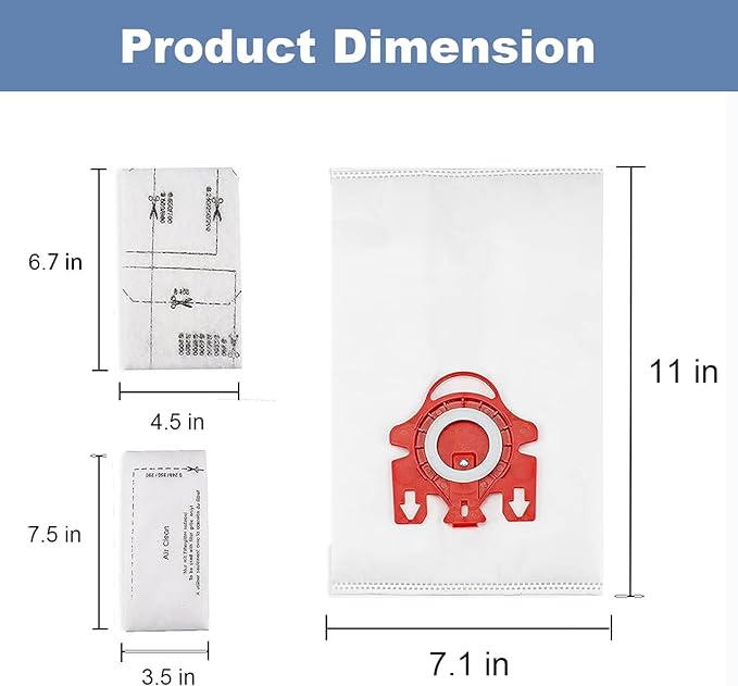 24 Pack 3D Airclean Vacuum Bag Replacement for Miele FJM Vacuum Compact C2 Compact C1 Complete C1 S241 S290 S300i S500 S700 S4 S6 Series With 6 Motor Protection Filters 6 AirClean