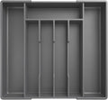 Kitsure Silverware Organizer for Drawers - Expandable Cutlery and Utensil Drawer Organizer with Easy Maintenance, Premium PP Kitchen Organizers and Storage for Flatware, Grey, 13.2" x 12.2" x 1.6"