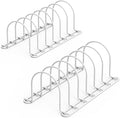 JAQ Pot Lids Holder, 10.5" Kitchenware Dividers Organizer for Plates, Pans, Cutting Boards, Muffin Tins, Baking Sheets in Cabinets Shelf Countertop Pantry (2-Pack, White)