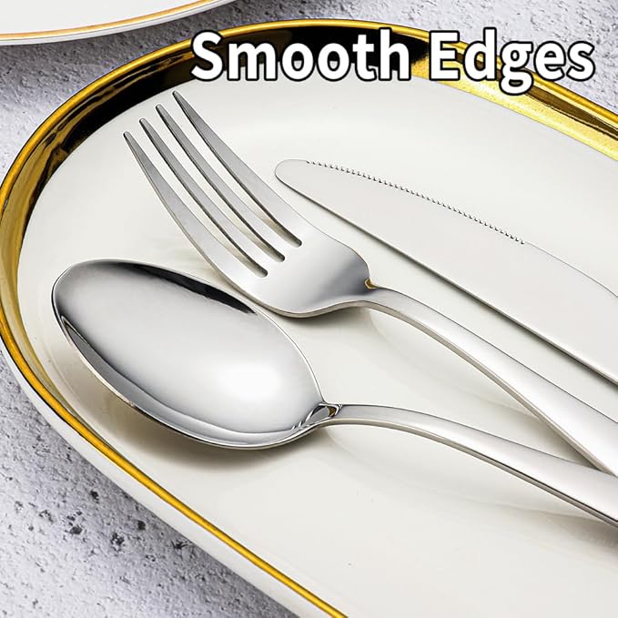 Silverware Set for 12, Amafox 60 Piece Stainless Steel Flatware Set, Mirror Polished Forks and Spoons Knives Cultery Set, Durable and Anti-corrosion, Dishwasher Safe