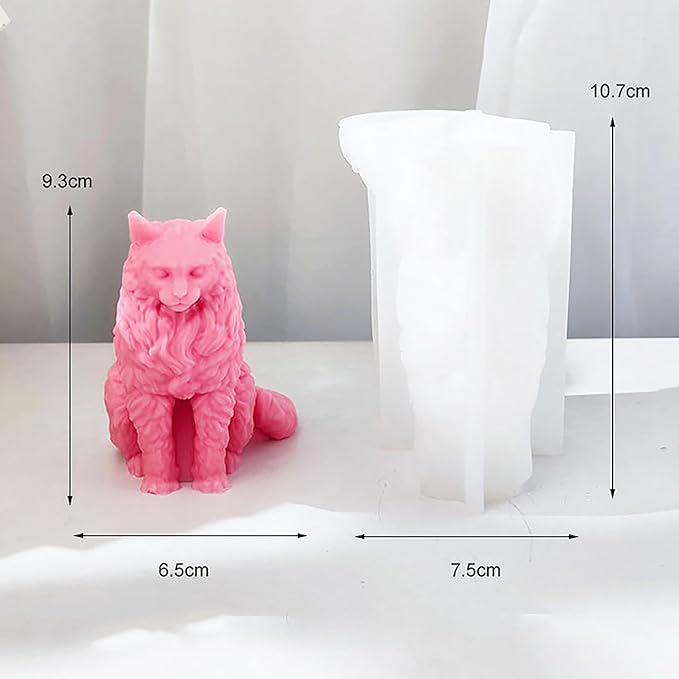 3D Cat Animal Cylinder Candle & Resin Mold - Resin Casting Silicone Molds for Home Decor & Candle Making Wave Spiral Mold