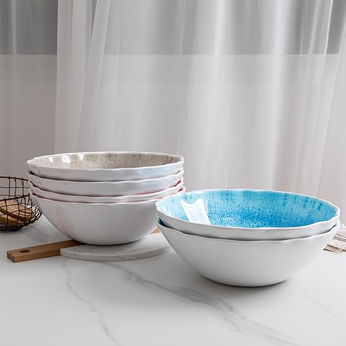 Melamine Serving Bowls, 12'' x 4'' Large Salad/Pasta/Mixing/Fruit Bowls, Set of 2 Break-resistant BPA Free Classic Melamine Bowls, Dishwasher Safe, Blue