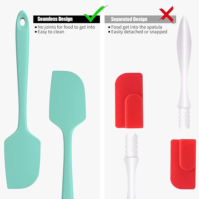 3-Piece Silicone Spatula Scrapers: Doosu 600°F Heat Resistant Food Grade Kitchen BPA Free Rubber Baking Cooking Tool Nonstick Utensil Set for Mixing, Scraping, Folding, Stirring, Serving (Multi-4)