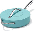 Nonstick Ceramic Sauté Pan with Lid (4.5 qt, 11") Deep Frying Pan for All Cooktops, Non Toxic Skillet PTFE/PFAS Free, Oven Safe up to 500°F w/ Stainless Steel Stay-Cool Handle, Caribbean Blue