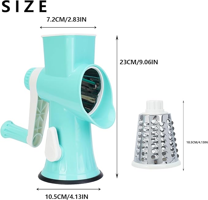 Rotary Cheese Grater with Handle-Versatile Cheese Grater Non-Slip Suction Base,Cheese Shredder & Food Slicer for Cheese,Carrots, Cucumbers,Nuts-Compact & Easy Clean Kitchen Kitchen Tool (blue)