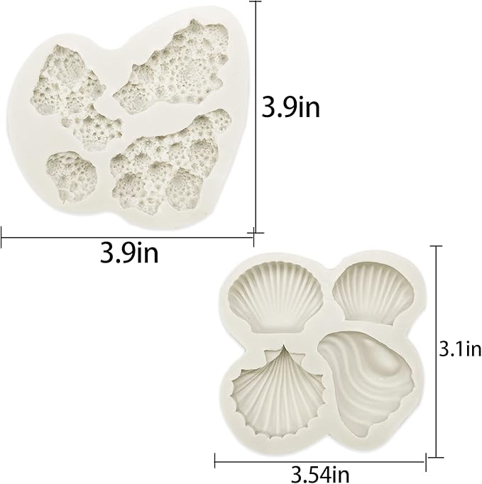 5 PCS Marine Theme Fondant Silicone Mold Seaweed Coral shell crab Shape DIY Handmade Baking Tools, For Theme Cake Cookie Chocolate Candy Decoration Fondant Polymer Clay