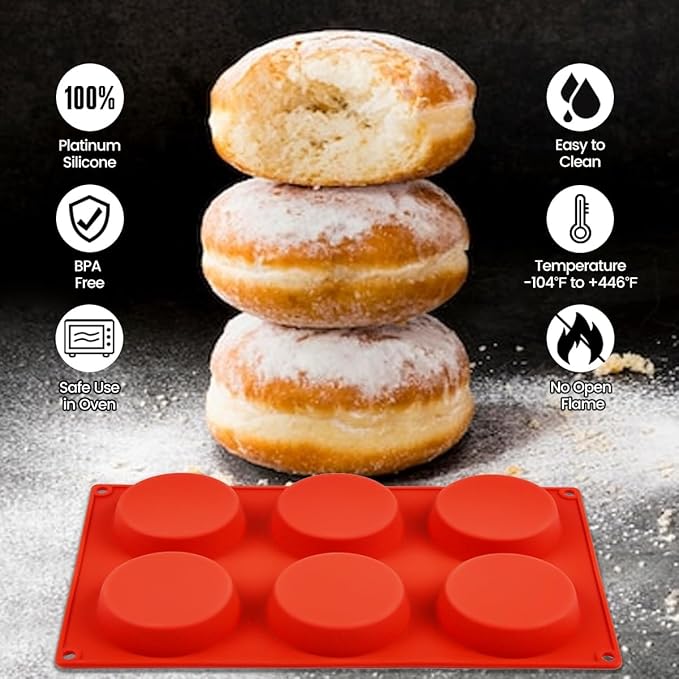 CAKETIME Muffin Top Pan, Silicone Egg Molds for Breakfast Sandwiches 3 Inch Round Silicone Baking Molds for Baking English Muffins, Whoopie Pies, Corn Bread, Egg Bites, Tarts 3 Pack