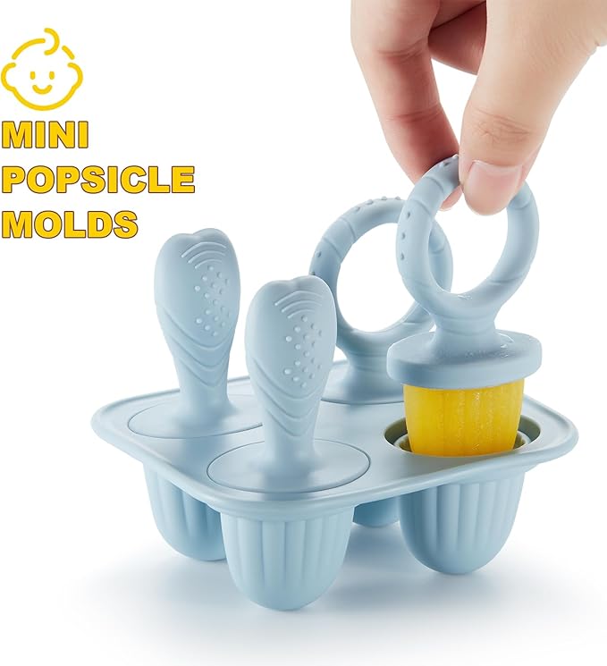 Toddler Popsicles Molds 1 Pack 4 Handle, BPA Free, Silicone Baby Popsicles Molds Easy Release Ice Cream Molds Reusable