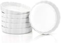Foraineam 6 Pack 8 Ounce Porcelain Creme Brulee Ramekins Mini Fluted Quiche Dishes, 6 Inch Tart Pan Round Pie Plates for Baking, Dishwasher and Oven Safe
