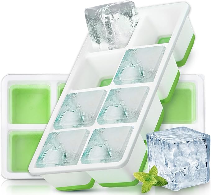 Large Ice Cube Molds, FURNSII 2 Pack Silicone Large Square Ice Cube Trays with Lids BPA Free, Easy-Release & Stackable 1.8'' Big Ice Cube Tray for Freezer Cocktail Whiskey Coffee