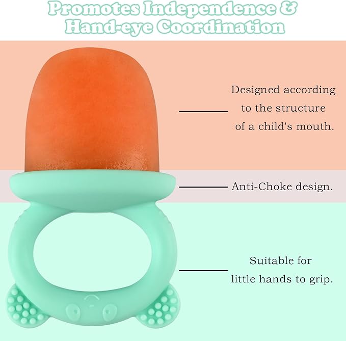 HUAKENER Mini Popsicle Molds, Silicone Popsicle Mold for Toddlers, 6-Cavity Ice Pop Molds with Handle for Making Healthy Baby Food, Breastmilk Popsicle (Green)