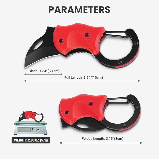 Cool Folding Knife Box Cutter, Small Pocket Knife for Men with 1.34 inch Sharp Blade, EDC Knives Tool for Everyday Carry, Great Gift for Women Men (Red)