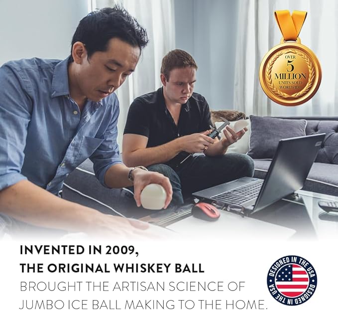 2 Pcs Silicone Golf Ball Ice Mold - 2.5” Ice Ball Maker Mold Ideal for Cocktails, Bourbon, Brandy - Perfect Ice Ball Mold Golf Gifts For Men