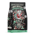 Bones Coffee Company White Chocolate Peppermint Bark Flavored Coffee, Medium Roast Low Acid Arabica Beans Compatible with Auto drip and French Press Coffee Maker, 12 Oz Ground
