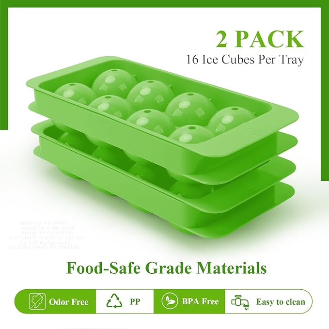 Round Ice Cube Mold,1.8 INCH x 8,Whiskey Ice Cubes Mold,Circle Ice Cube Tray with Lid,Ice Ball Maker Mold Sphere Ice Cube,Large Ice Cube Molds for Whiskey,Cocktails,Coffee